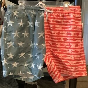Starfish and Fish Patterned Swim‎ Trunks